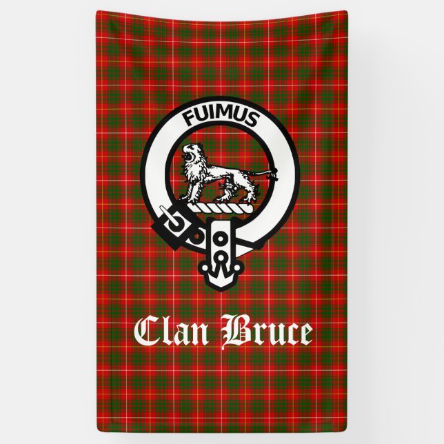 Clan Bruce Crest Badge & Tartan Custom  Banner (Vertical)