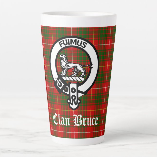 Clan Bruce Crest Badge & Tartan  Latte Mug (Front)