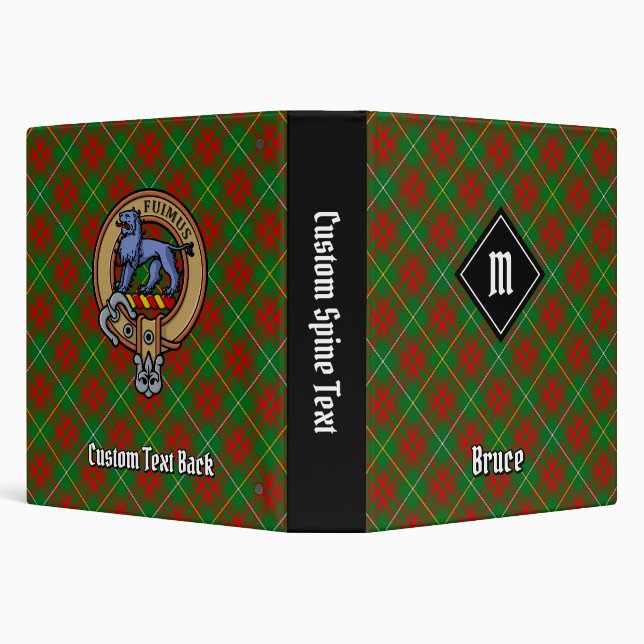 Clan Bruce Crest over Hunting Tartan 3 Ring Binder (Background)