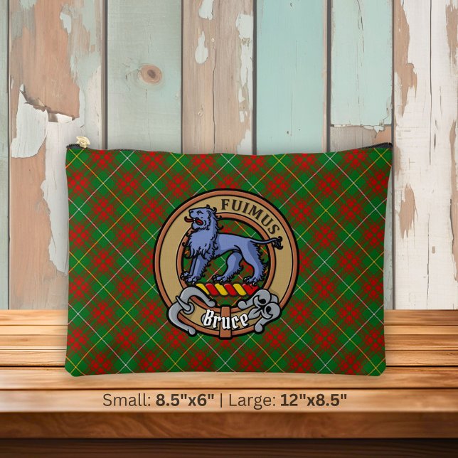 Clan Bruce Crest over Hunting Tartan Accessory Pouch (Creator Uploaded)
