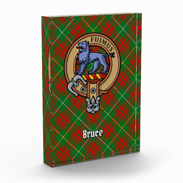 Clan Bruce Crest over Hunting Tartan Acrylic Award (Left)