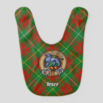 Clan Bruce Crest over Hunting Tartan Baby Bib