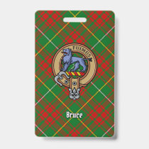 Clan Bruce Crest over Hunting Tartan Badge