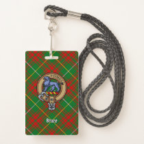 Clan Bruce Crest over Hunting Tartan Badge