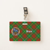 Clan Bruce Crest over Hunting Tartan Badge