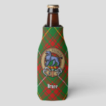 Clan Bruce Crest over Hunting Tartan Bottle Cooler