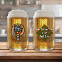 Clan Bruce Crest over Hunting Tartan Can Glass