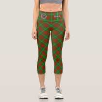 Clan Bruce Crest over Hunting Tartan Capri Leggings