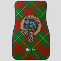 Clan Bruce Crest over Hunting Tartan Car Floor Mat