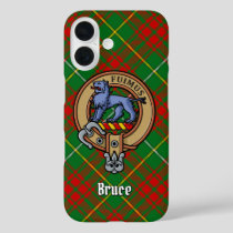 Clan Bruce Crest over Hunting Tartan iPhone 16 Case