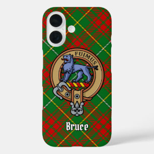 Clan Bruce Crest over Hunting Tartan iPhone 16 Case