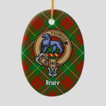 Clan Bruce Crest over Hunting Tartan Ceramic Ornament