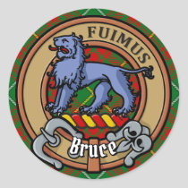 Clan Bruce Crest over Hunting Tartan Classic Round Sticker