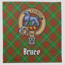 Clan Bruce Crest over Hunting Tartan Cloth Napkin