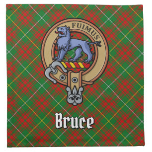 Clan Bruce Crest over Hunting Tartan Cloth Napkin