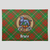 Clan Bruce Crest over Hunting Tartan Cloth Placemat