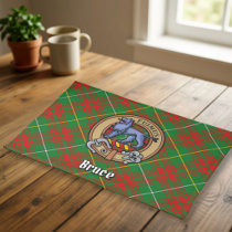 Clan Bruce Crest over Hunting Tartan Cloth Placemat