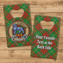 Clan Bruce Crest over Hunting Tartan Credit Card Bottle Opener