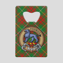 Clan Bruce Crest over Hunting Tartan Credit Card Bottle Opener