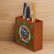 Clan Bruce Crest over Hunting Tartan Desk Organizer