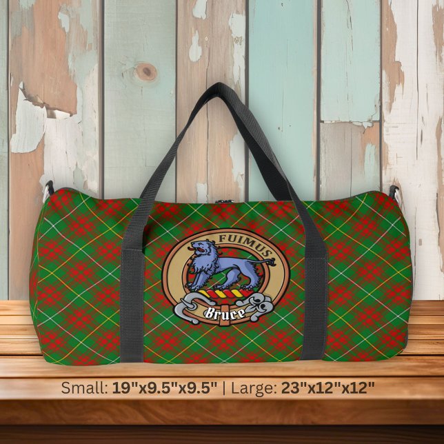 Clan Bruce Crest over Hunting Tartan Duffle Bag (Creator Uploaded)