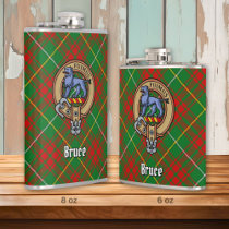 Clan Bruce Crest over Hunting Tartan Flask