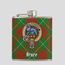 Clan Bruce Crest over Hunting Tartan Flask