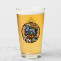 Clan Bruce Crest over Hunting Tartan Glass