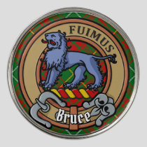 Clan Bruce Crest over Hunting Tartan Golf Ball Marker