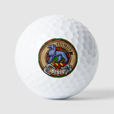 Clan Bruce Crest Over Hunting Tartan Golf Balls