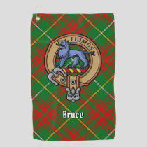 Clan Bruce Crest over Hunting Tartan Golf Towel