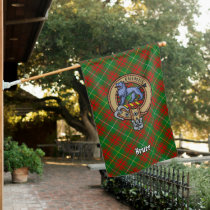 Clan Bruce Crest over Hunting Tartan House Flag