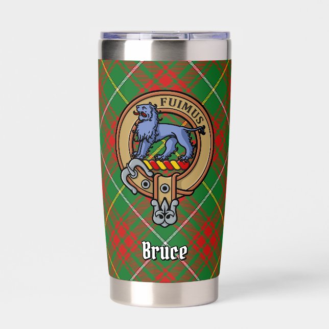 Clan Bruce Crest over Hunting Tartan Insulated Tumbler (Front)