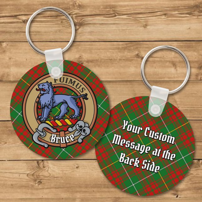 Clan Bruce Crest over Hunting Tartan Keychain (Creator Uploaded)