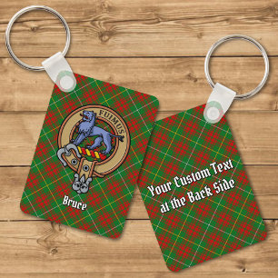 Clan Bruce Crest over Hunting Tartan Keychain