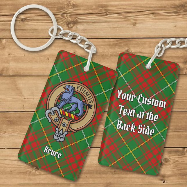 Clan Bruce Crest over Hunting Tartan Keychain (Creator Uploaded)