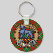 Clan Bruce Crest over Hunting Tartan Keychain