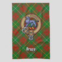 Clan Bruce Crest over Hunting Tartan Kitchen Towel