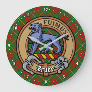 Clan Bruce Crest over Hunting Tartan Large Clock