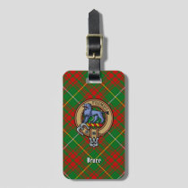 Clan Bruce Crest over Hunting Tartan Luggage Tag