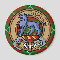 Clan Bruce Crest over Hunting Tartan Magnet