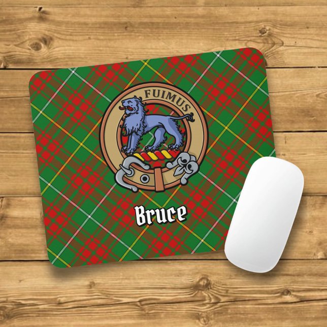 Clan Bruce Crest over Hunting Tartan Mouse Pad (Creator Uploaded)