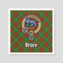 Clan Bruce Crest over Hunting Tartan Napkins