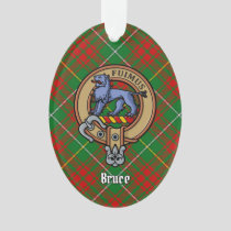 Clan Bruce Crest over Hunting Tartan Ornament