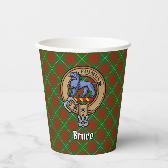 Clan Bruce Crest over Hunting Tartan Paper Cups (Front)