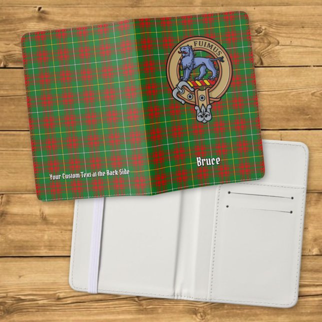 Clan Bruce Crest over Hunting Tartan Passport Holder (Creator Uploaded)