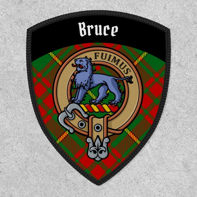 Clan Bruce Crest over Hunting Tartan Patch (Front)