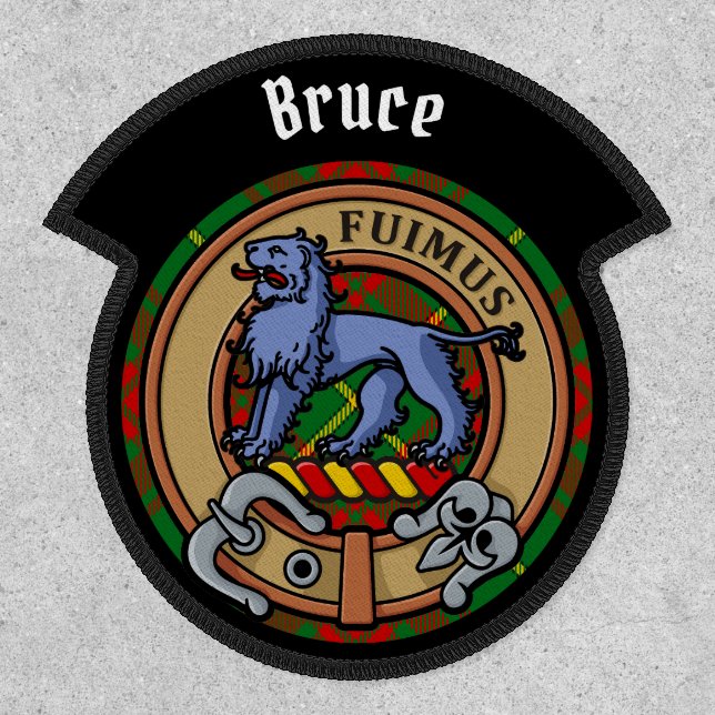 Clan Bruce Crest over Hunting Tartan Patch (Front)