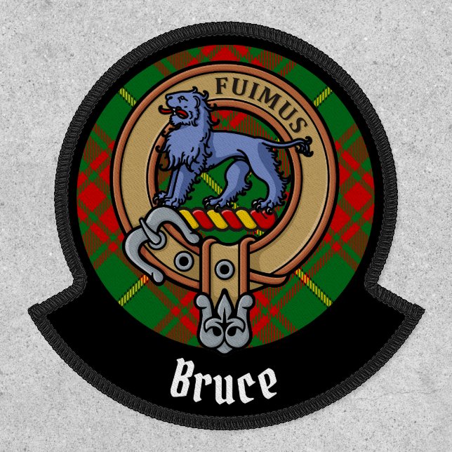Clan Bruce Crest over Hunting Tartan Patch (Front)