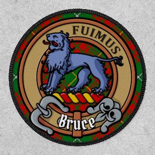 Clan Bruce Crest over Hunting Tartan Patch